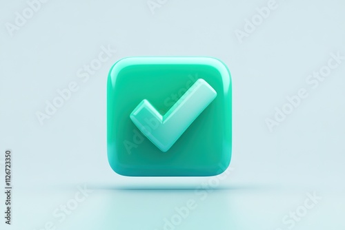 Teal Square Checkmark Icon Digital Graphic Design