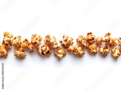 caramel popcorn on white background