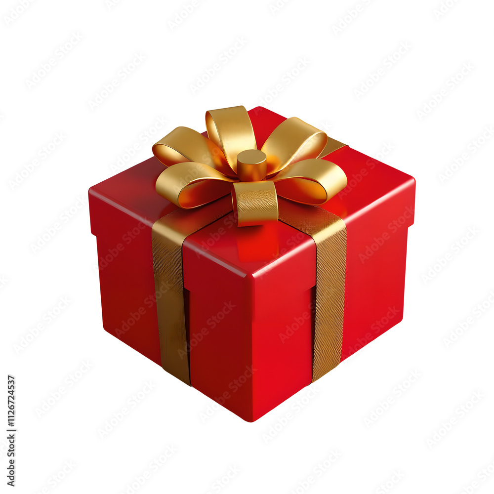 3D gift box with gold ribbon on transparent 3D gift box with gold ribbon on transparent