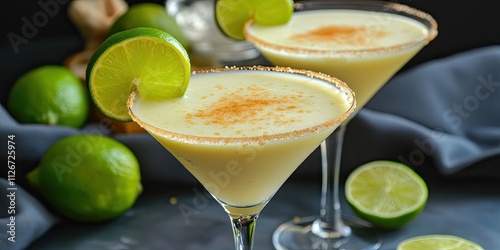 Key lime pie cocktail served in a martini glass is a delightful drink, perfect as an alcoholic cocktail or a non alcoholic mocktail. Enjoy the refreshing taste of key lime pie in martinis.