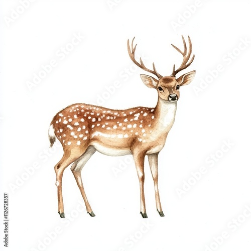 Wallpaper Mural A watercolor illustration of a deer, depicted as an isolated animal silhouette on a white background. Torontodigital.ca