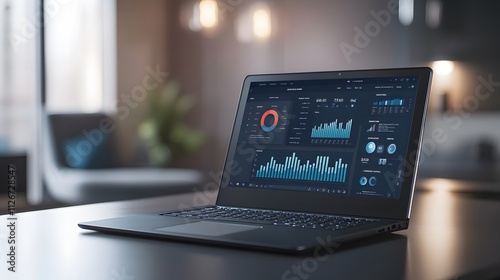 Wallpaper Mural Laptop Displaying Business Data Analytics Charts Graphs Torontodigital.ca