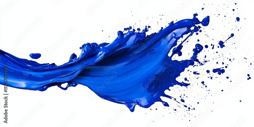 Blue paint splash isolated on a white background, showcasing the vibrant and dynamic nature of a blue paint splash, perfect for art and design applications featuring a blue paint splash.