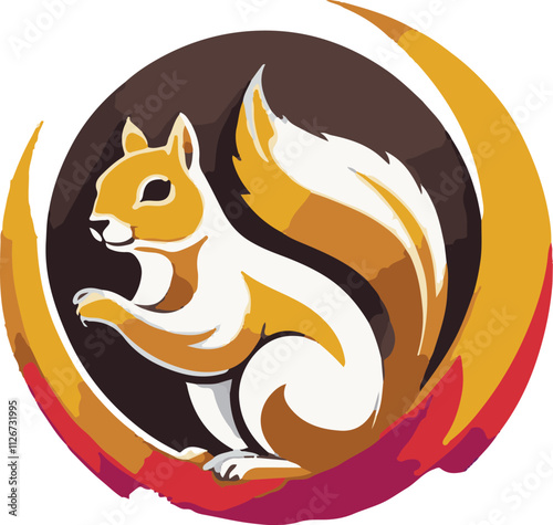 Colorful Squirrel Illustration vector design, Squirrel logo and icon Design