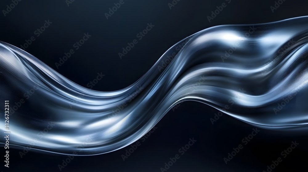 Fototapeta premium Abstract Silver Wave Flowing Dark Background