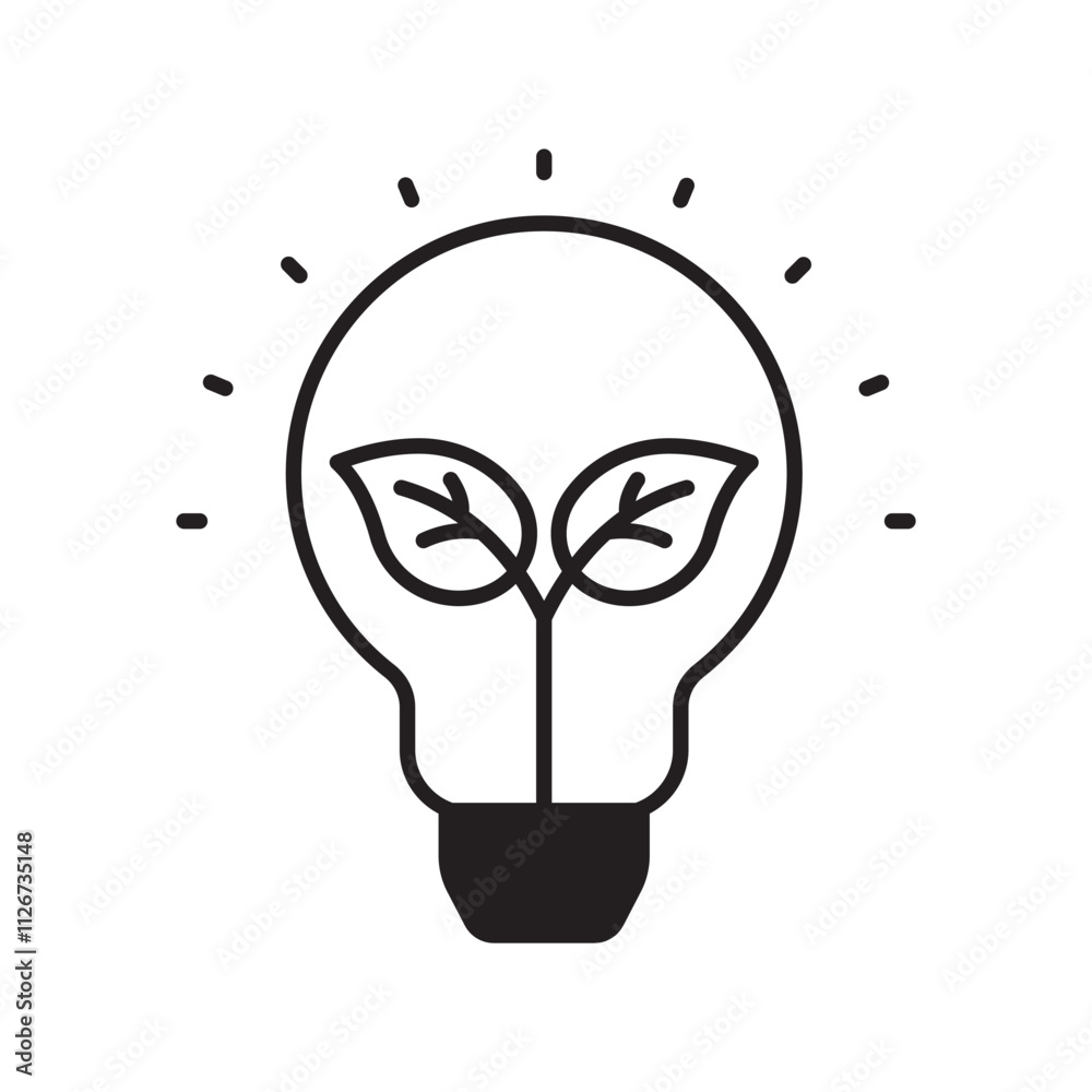 eco light glyph icon with white background vector stock illustration eco light glyph icon with white background vector stock illustration