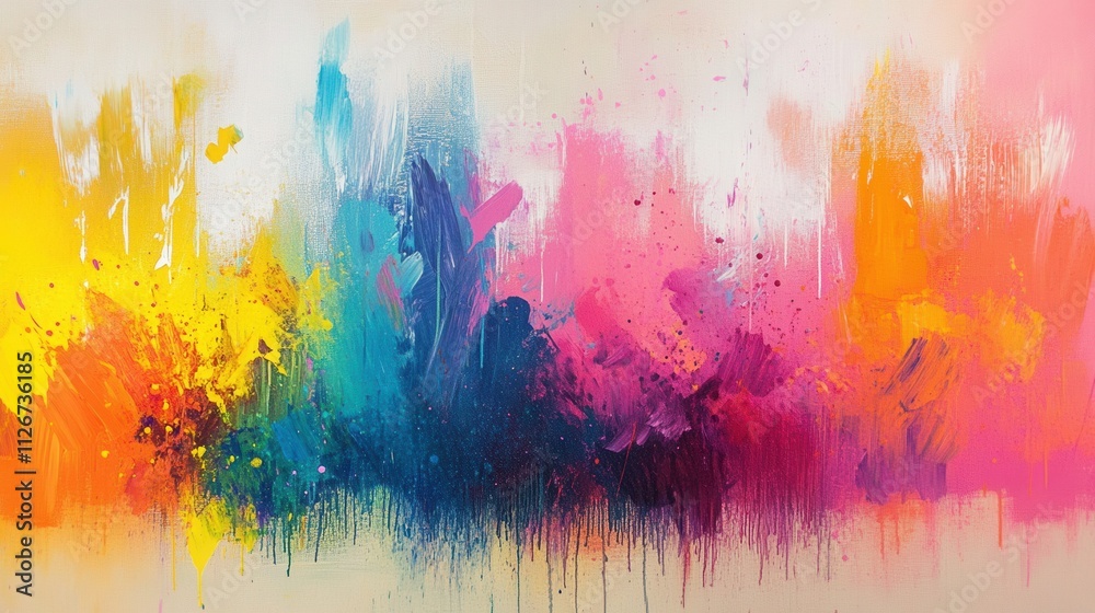 Fototapeta premium a vibrant canvas with colorful splashes and abstract designs, symbolizing the flow of creativity.