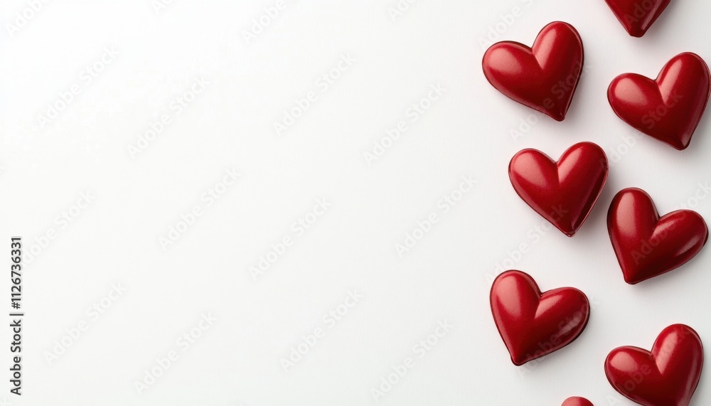 Red Hearts on White Background Romantic Valentine s Day Design Red Hearts on White Background Romantic Valentine s Day Design