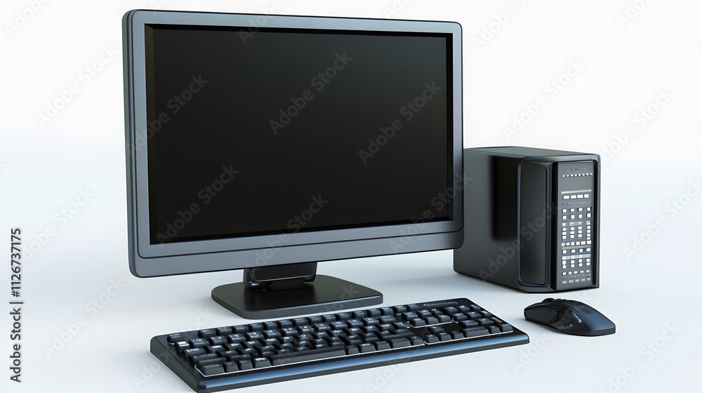 Modern Black Desktop Computer System Setup Modern Black Desktop Computer System Setup