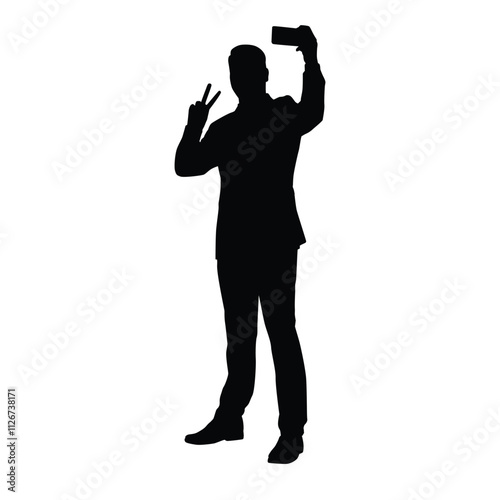 Silhouette of a man taking a selfie photo