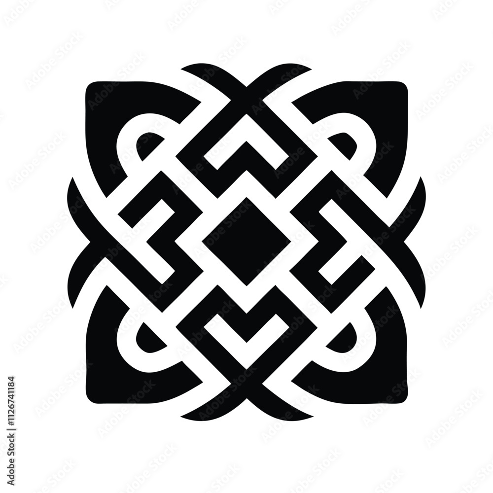 Fototapeta premium a black and white logo or icon. It is a square shape with a celtic