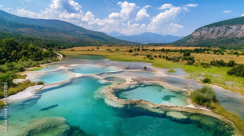 Stunning Aerial View of the Azure Pools of Beyehir Lake, Turkey. AI Generated photo