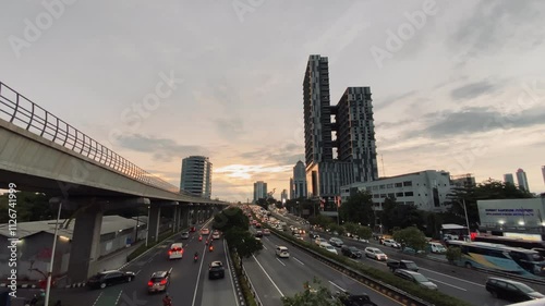 Car traffic during after work hour in Jakarta city, Indonesia