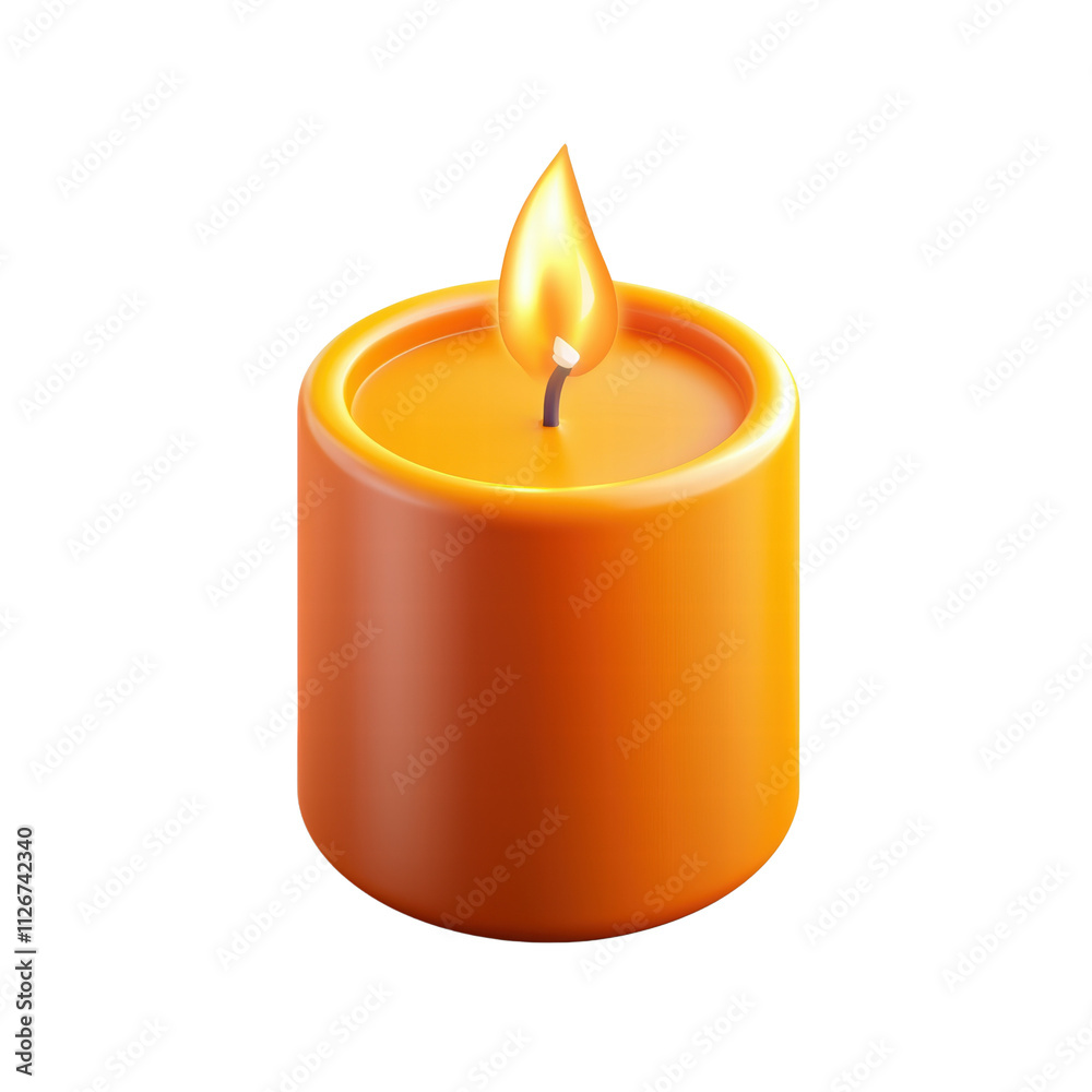 Bright orange candle with flickering flame Bright orange candle with flickering flame