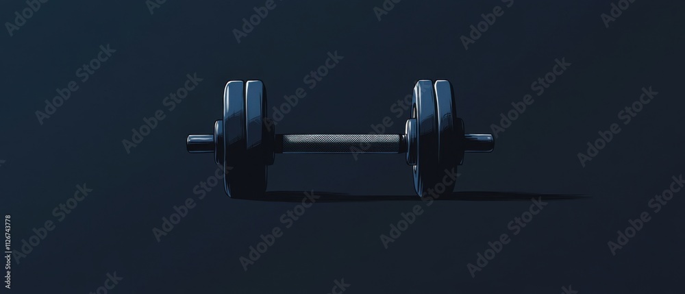 Single Dumbbell, Strength Training Equipment, Fitness Icon, Dark Background Single Dumbbell, Strength Training Equipment, Fitness Icon, Dark Background