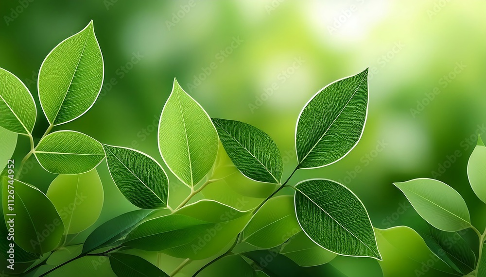 Fototapeta premium Green leaf closeup, isolated on white background, perfect for nature, spring, and summer designs