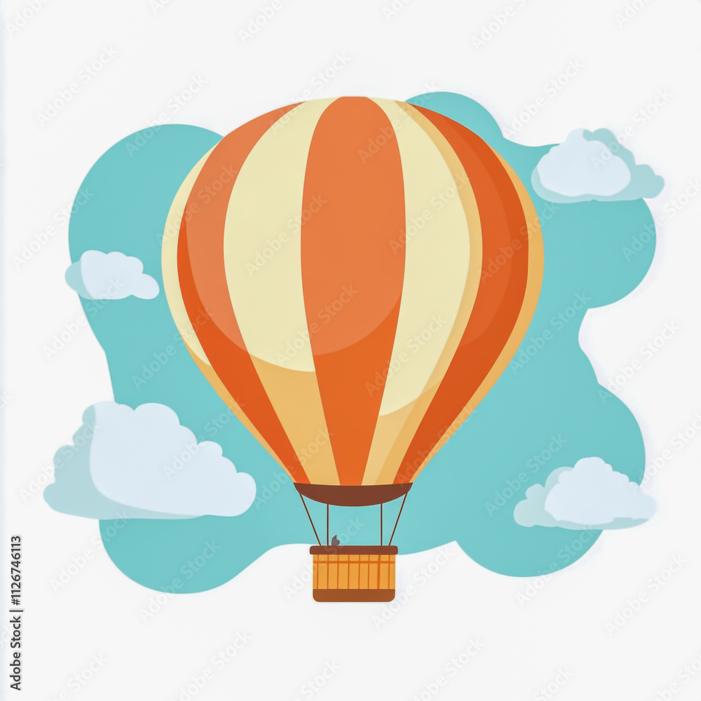 Obraz premium A hot air balloon in the sky on white background.