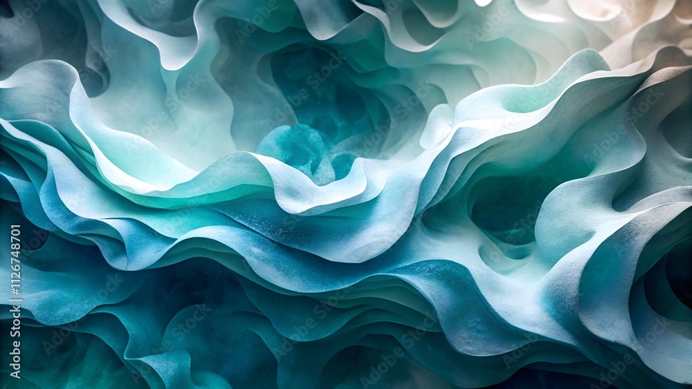 Obraz premium Ethereal Paper Sculpture in Teal Gradients Creating Flowing Motion