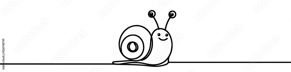 Simple line art illustration of a snail crawling is perfect for nature and wildlife themed projects Simple line art illustration of a snail crawling is perfect for nature and wildlife themed projects