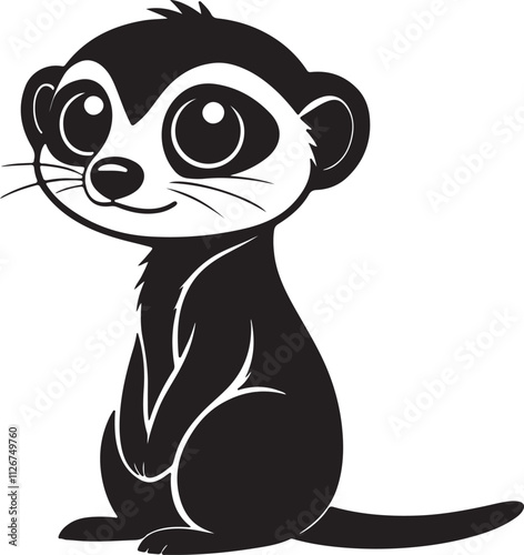 A cute kawaii meerkat silhouette vector and illustration design