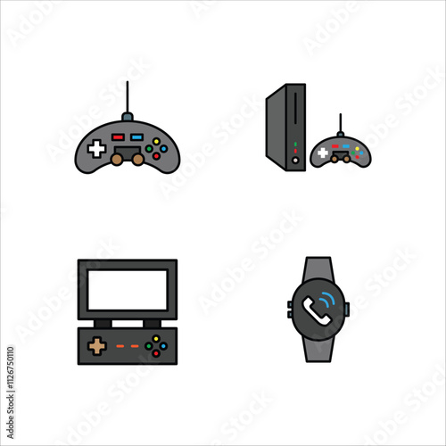 Electronic devices icon design vector symbol set game console and smartwacth