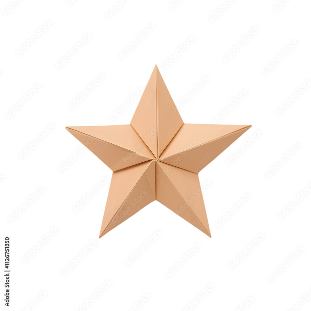 Obraz premium Origami Star in Beige Color Isolated on White Background