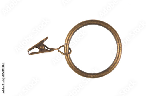 bronze clothespin with ring isolated on white background