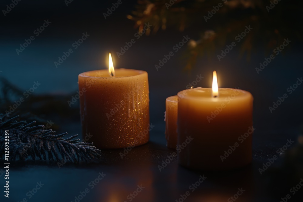 Candles illuminate a cozy atmosphere in a darkened room for a romantic setting Candles illuminate a cozy atmosphere in a darkened room for a romantic setting