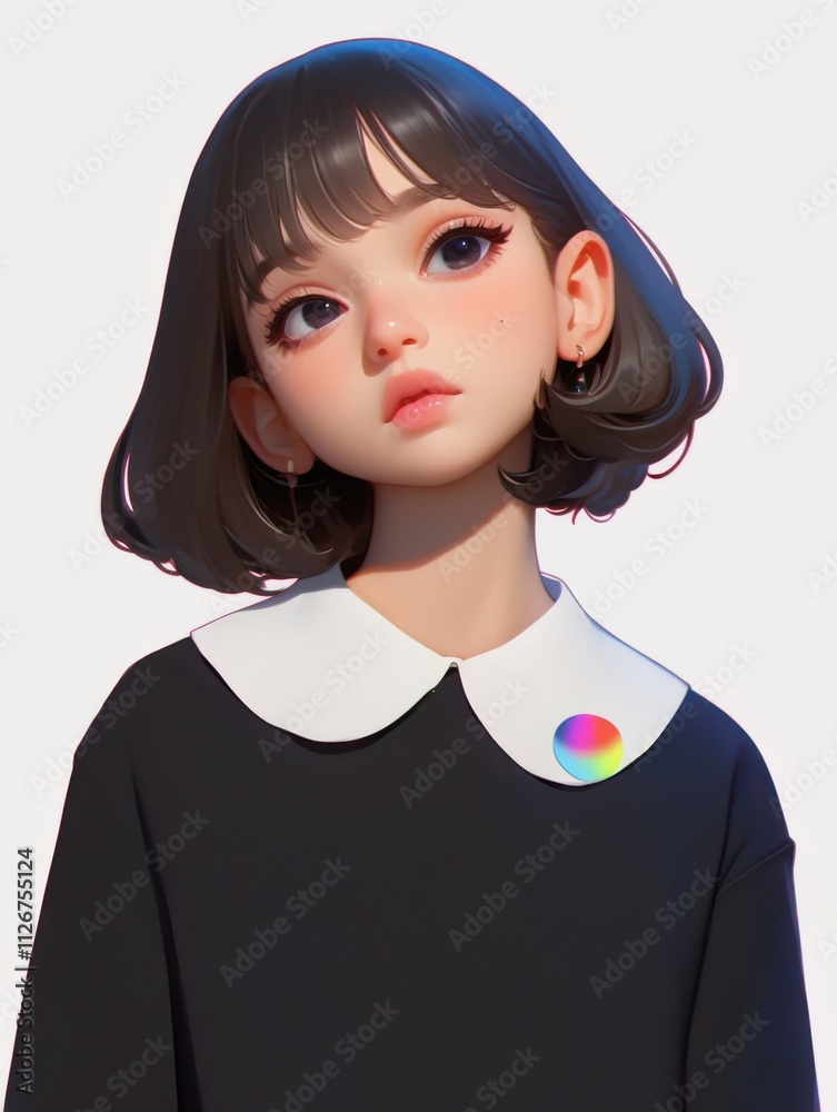 Confident girl in fancy dress.Portrait design