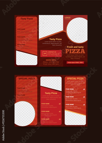 Pizza trifold menu template design