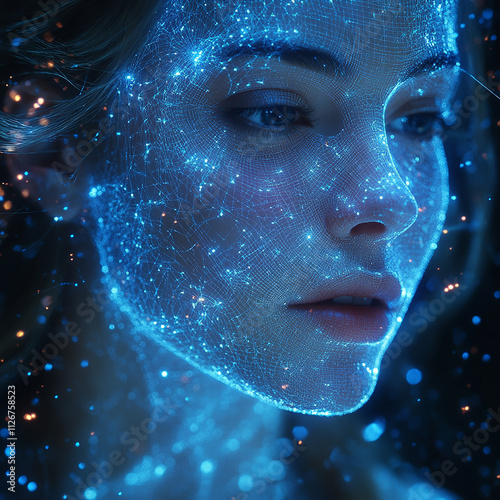 portrait of a woman on glow face