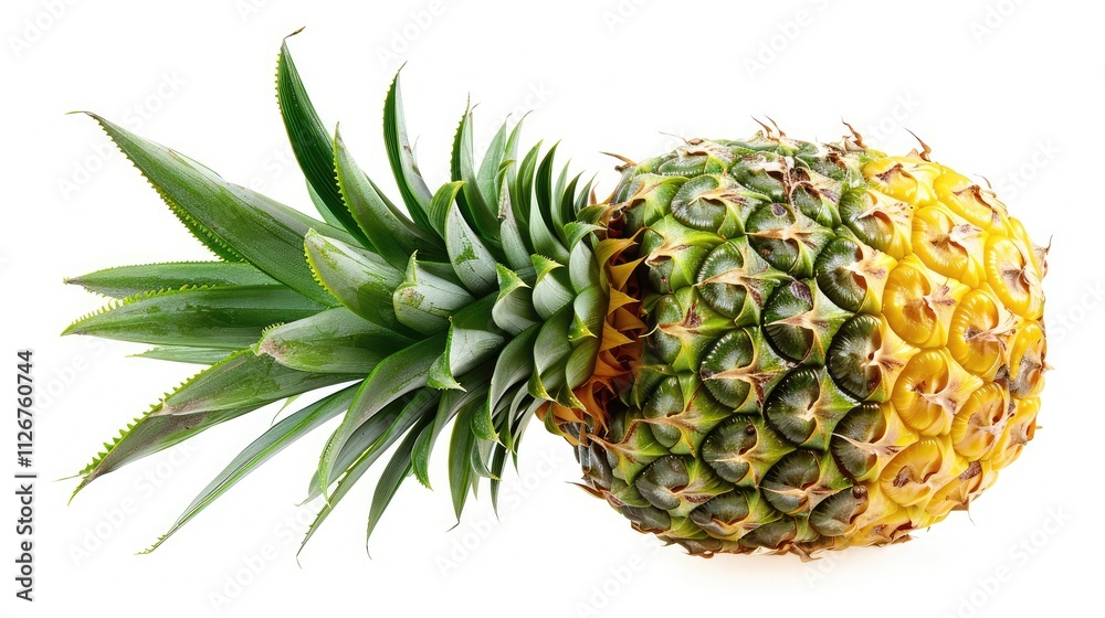 A tangy and flavorful pineapple, isolated on a white background A tangy and flavorful pineapple, isolated on a white background
