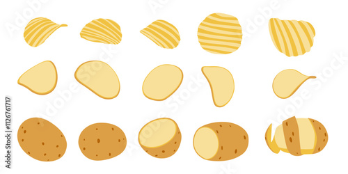 set of Potatoes vector illustration. isolated on white background. Vector eps 10. perfect for wallpaper or design elements	