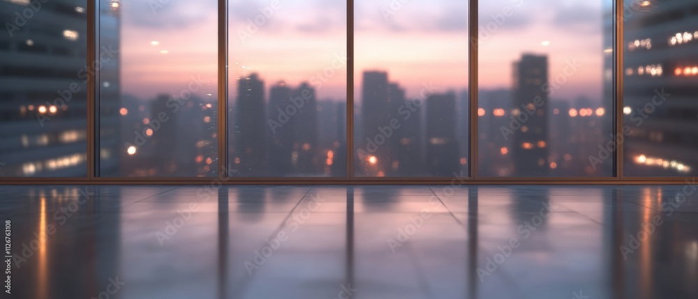 Stunning Cityscape View from Modern Office Window at Sunset Stunning Cityscape View from Modern Office Window at Sunset