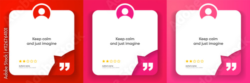 3D bubble testimonial banner, quote, infographic. Social media post template designs for quotes. Empty speech bubbles, quote bubbles and text box. Vector Illustration EPS10.