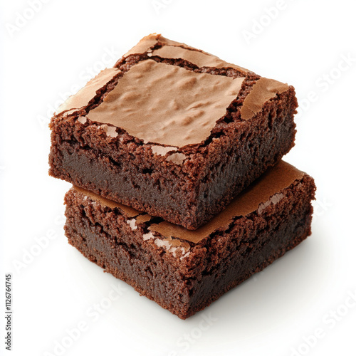 Delicious and rich chocolate brownie stacked on a white plate.