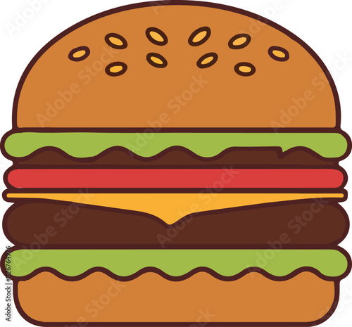 Burger icon vector on white background.