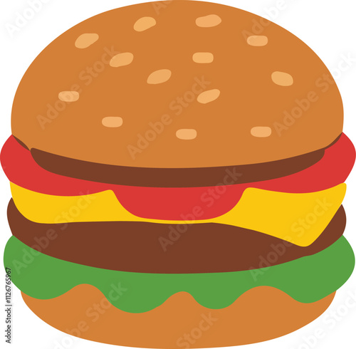 Burger icon vector on white background.