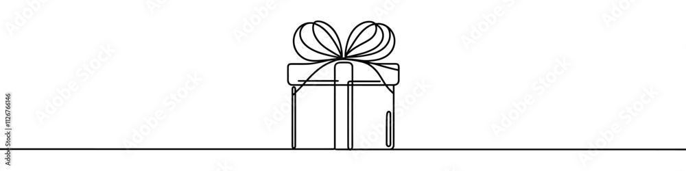 Minimalist vector illustration of a gift box drawn with a continuous line Minimalist vector illustration of a gift box drawn with a continuous line