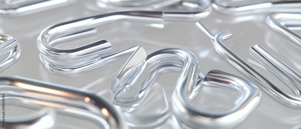 Abstract Chrome Metal Tubes Background, Shiny Silver Pipes, 3D Render Abstract Chrome Metal Tubes Background, Shiny Silver Pipes, 3D Render