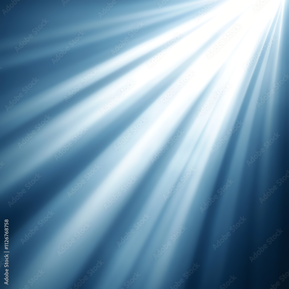 Radiant light beams pierce through blue shadows, creating a serene and tranquil atmosphere. Radiant light beams pierce through blue shadows, creating a serene and tranquil atmosphere.