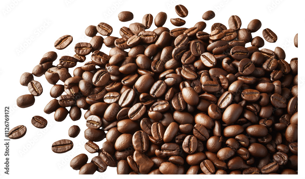 Naklejka premium PNG Pile of roasted coffee beans on white background