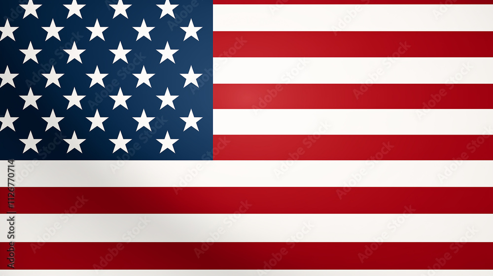 Fototapeta premium The full flat flag of the United States, a flat style illustration on a white background.j