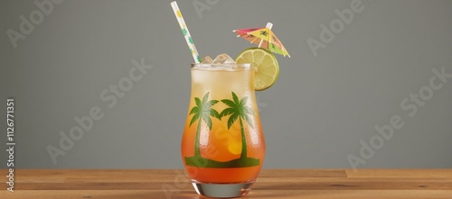A digital representation featuring a stylized lime icon for a refreshing beverage