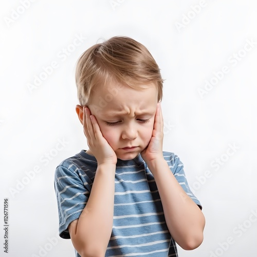 Upset Toddler Boy Holding His Face
