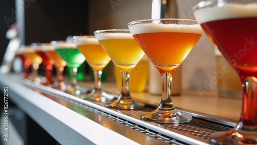 Vibrant cocktails displayed on a stylish bar countertop photo