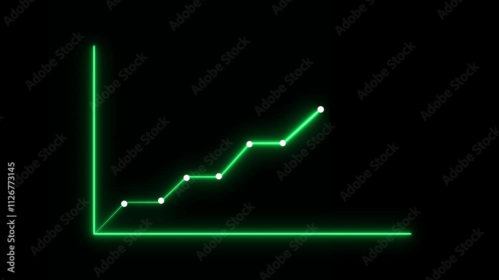 Glowing neon business graph chart with upward concept background UHD 4K video.	
