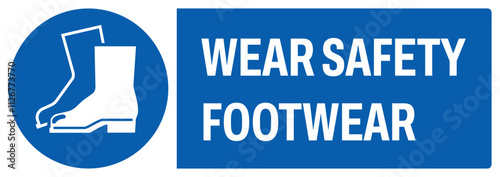 ISO mandatory safety signs uppercase text_wear safety footwear_landscape size 1/2 a4,a3,a2,a1	
 