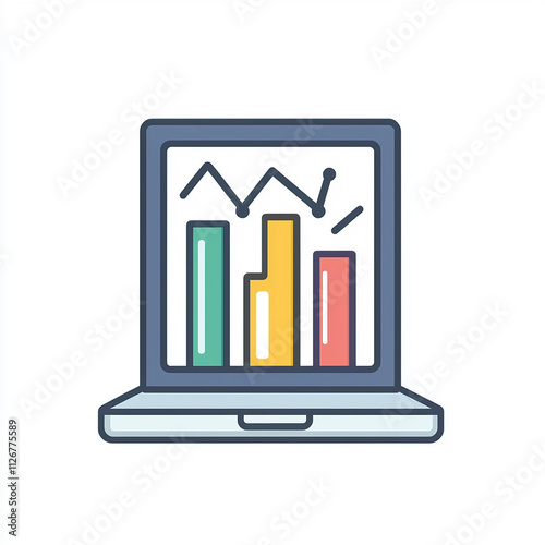 business graph with laptop