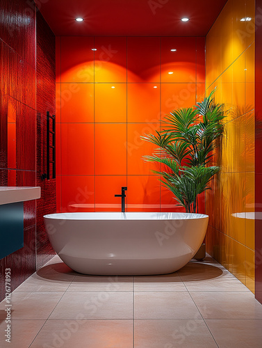 modern bathroom interior with bathtub